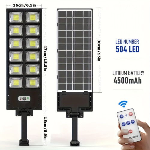 2026新款504led太陽能路燈高亮度6500K戶外