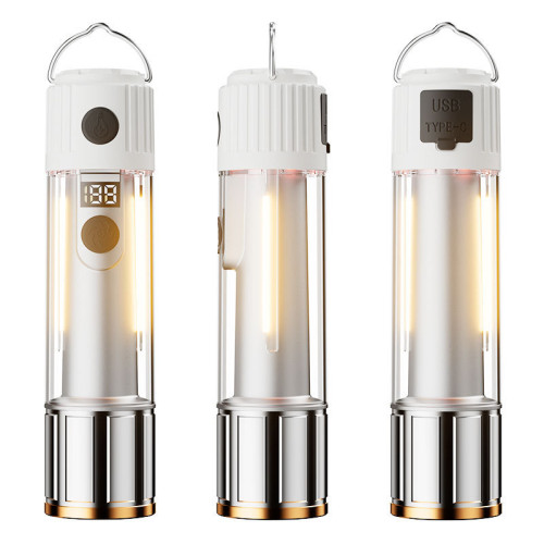 新款多功能戶外照明手電筒手提帳篷燈充電多光源帶露營燈