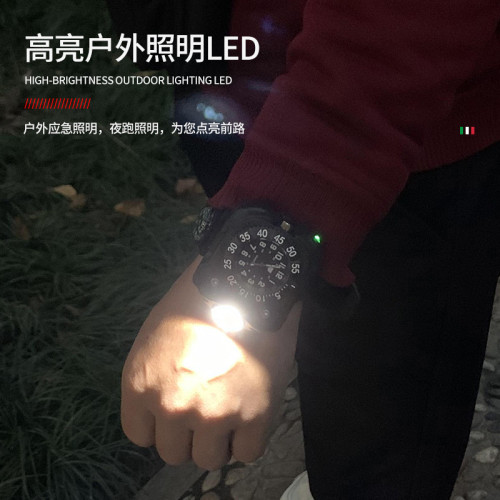 戶外LED機械表手腕燈LED手腕燈USB充電防水個性時尚夜跑裝備