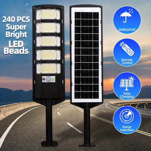 240 LED Solar Parking Lot Street Light (Dusk to Dawn),