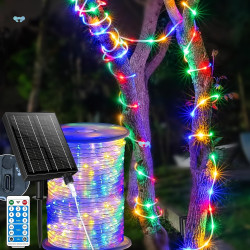 164FT Solar Rope Lights Outdoor 600LED, 2400mAh Type C