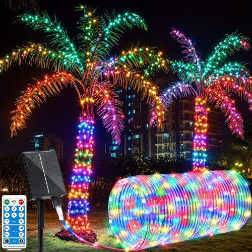 164FT Solar Rope Lights Outdoor 600LED, 2400mAh Type C