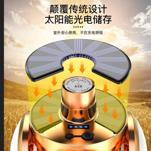 可折疊太陽能充電燈泡停電應急夜市擺攤家用LED超亮節能足球燈