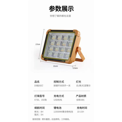 太陽能戶外照明燈夜市擺攤燈停電應急露營燈192珠強光野營可攜式