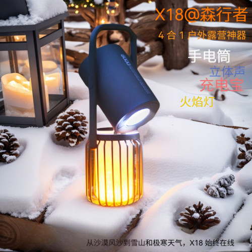 戶外徒步大容量防水防摔可攜式禮品行動電源手電筒可調光野營