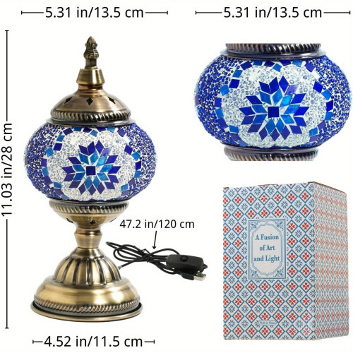 Turkish Moroccan Mosaic Table Lamp Bedside Night Light with