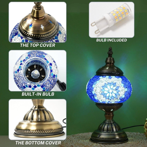 Turkish Moroccan Mosaic Table Lamp Bedside Night Light with