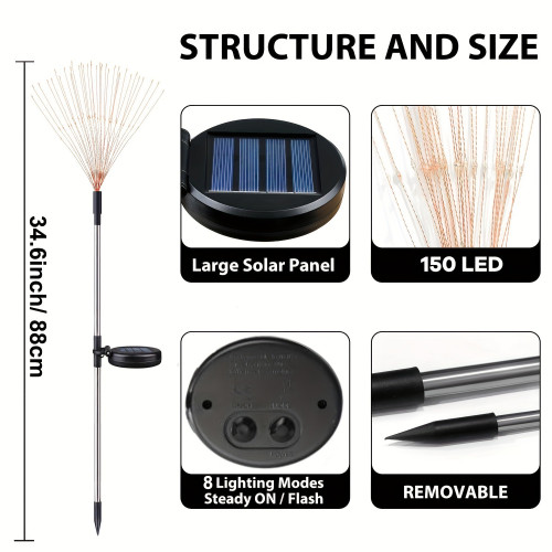 6 Pack Solar Firework Lights Solar Powered Art Stake