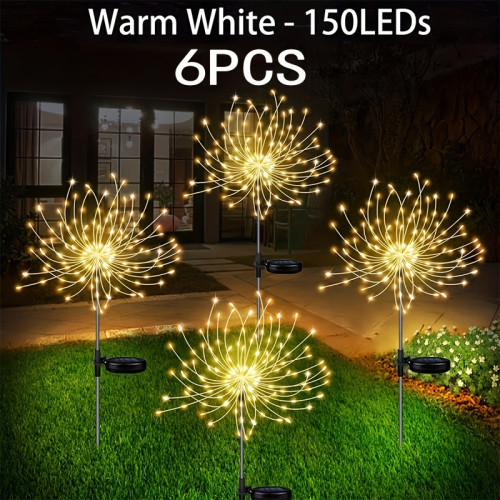 6 Pack Solar Firework Lights Solar Powered Art Stake