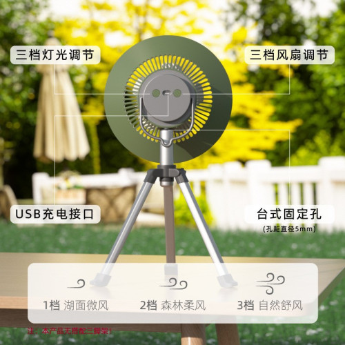 戶外桌面USB風扇燈營地燈帳篷氛圍燈 可攜式露營行動電源野營行動電源