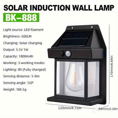 2/4PCS Solar Tungsten WAll Lights Outdoor, Motion Sensor