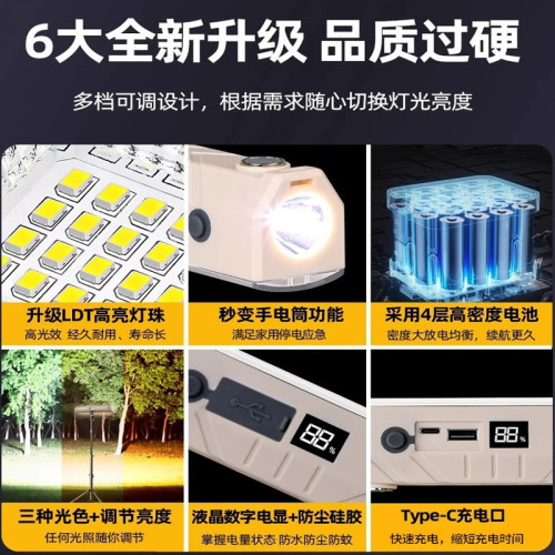 燈地攤充電式應急照明燈戶外露營磁吸掛燈免插電可調光太陽能野營