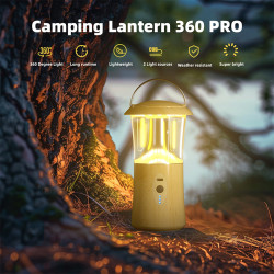 HP-2403木紋戶外露營燈LED充電野營燈可攜式帳篷燈復古氛圍馬燈手提