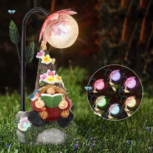 1PC Garden Gnome Statue With Solar LED Lights, Classic