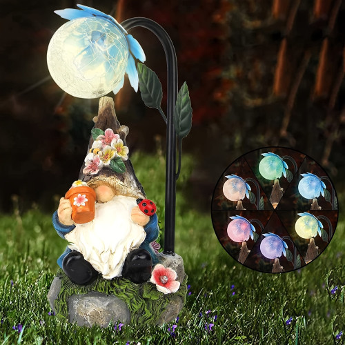 1PC Garden Gnome Statue With Solar LED Lights, Classic