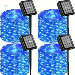 4 Pack Blue Solar Fairy Lights, Each 39FT 120 LED Solar