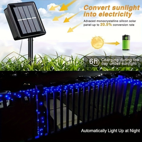 4 Pack Blue Solar Fairy Lights, Each 39FT 120 LED Solar 4 Pack Blue Solar Fairy Lights, Each 39FT 120 LED Solar