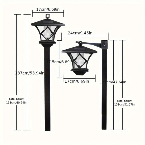 2 Pack 59 Inch Solar Lamp Post, Outdoor Solar Lighting,