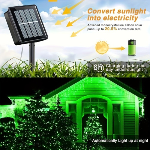 4 Pack Green Solar Fairy Lights Each 39ft 120 led Solar