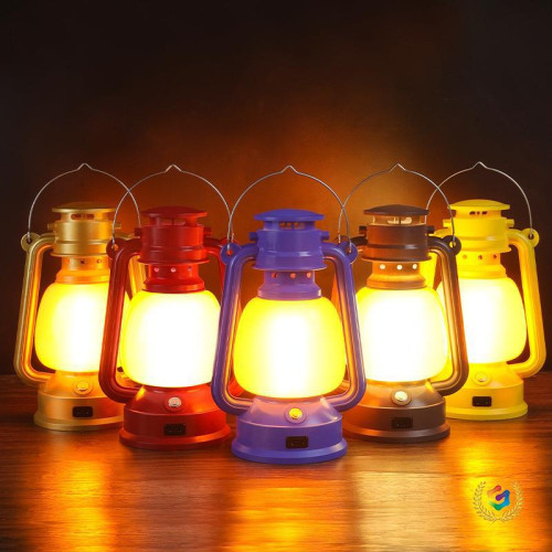 ◘led充電復古煤油燈手提馬燈應急野營帳篷燈庭院燈戶外露營