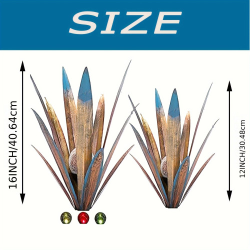 2PCS Metal Agave Solar Lawn Lights, Plant Home Decoration, 2PCS Metal Agave Solar Lawn Lights, Plant Home Decoration,