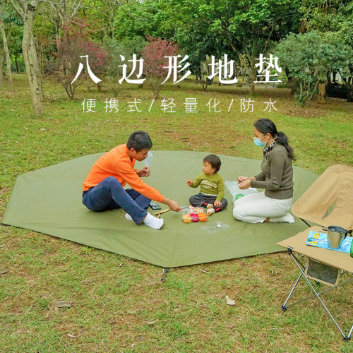 4m超大露營地布戶外野餐防潮六角地墊耐磨帳篷底部可攜式地蓆沙灘布