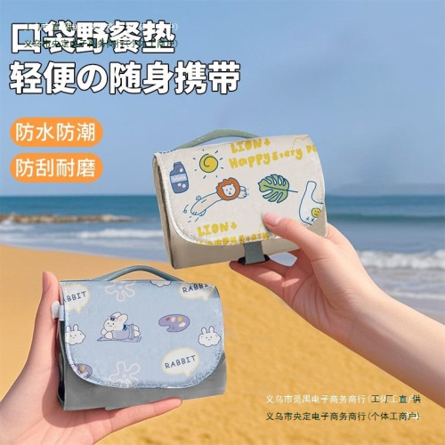 迷你野餐墊可攜式沙灘墊防水防沙戶外可折疊海邊草坪露營地墊其他