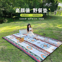 戶外可攜式地墊超音波防水防潮墊野餐墊加厚牛津布草坪露營墊耐磨無