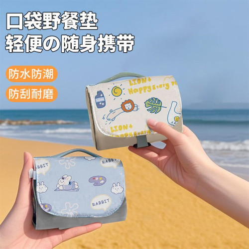 迷你野餐墊可攜式沙灘墊防水防沙戶外可折疊海邊草坪露營地墊