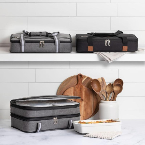 Gray Insulated Casserole Carrier for Hot or Cold