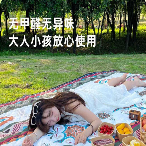 戶外可攜式地墊超音波防水防潮墊野餐墊加厚牛津布草坪露營墊耐磨無