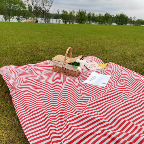 ins條紋沙灘墊防水防沙露營野餐墊海邊旅遊超輕可攜式帶地釘布墊
