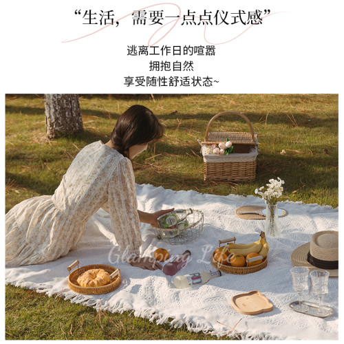 地墊露營法式野餐墊防潮墊沙灘墊白色海邊毯子帳篷野餐布照戶外