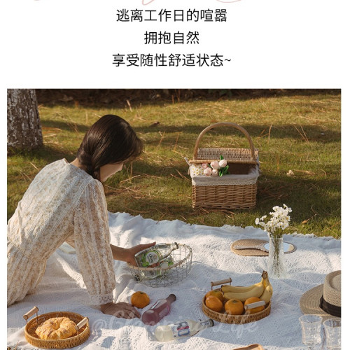 野餐墊防潮墊野餐布戶外露營白色毯子沙灘墊帳篷地墊法式海邊拍照