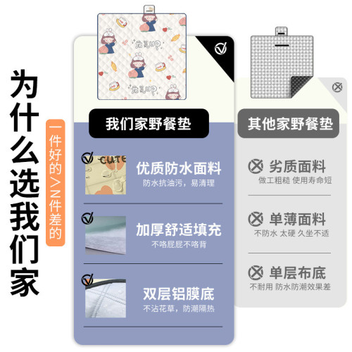 野餐墊戶外防潮墊可攜式戶外春遊坐墊公園露營地毯防水野餐墊沙灘墊
