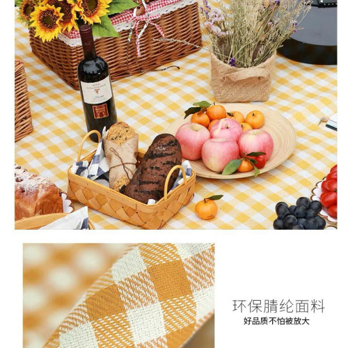 戶外露營地毯網紅黃白格墊子墊野餐野炊草坪帳篷地墊2