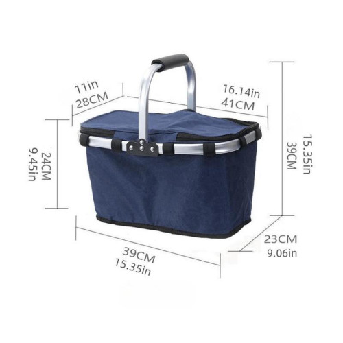 1pc Large Insulated Picnic Basket Shopping Basket Folding