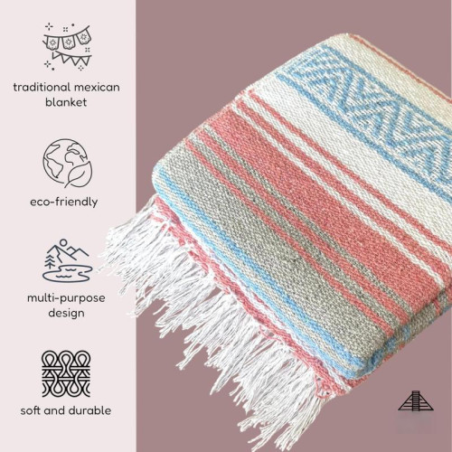 Traditional Handwoven Mexican Blanket Large Soft &