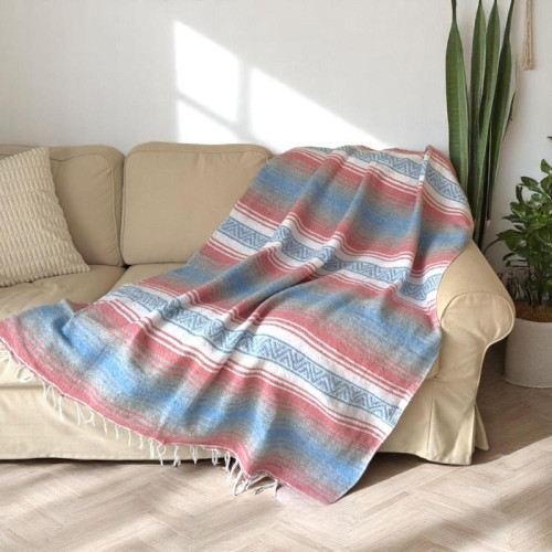 Traditional Handwoven Mexican Blanket Large Soft &
