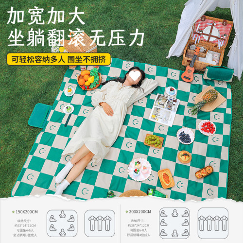 城市波浪牛津布野餐墊可攜式防潮墊戶外露營沙灘布加厚防水野營鄭之
