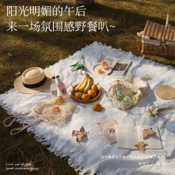 野餐墊防潮墊野餐布戶外露營白色毯子沙灘墊帳篷地墊法式海邊拍照