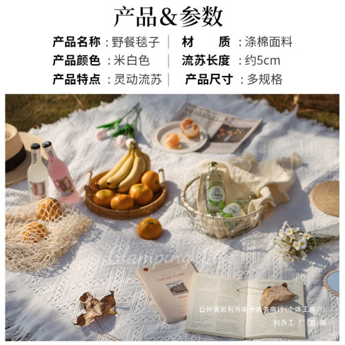 野餐墊防潮墊野餐布戶外露營白色毯子沙灘墊帳篷地墊法式海邊拍照