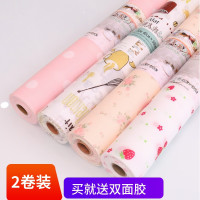 日式印花櫥櫃抽屜衣櫃墊餐桌防潮防塵櫥櫃墊防滑櫃子墊紙草莓玫瑰