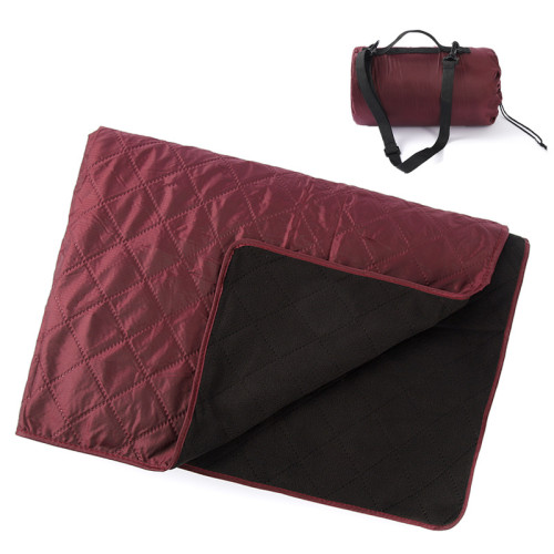 搖粒絨野餐墊加厚防水戶外露營披肩帶帽款野餐毯加大保暖地墊