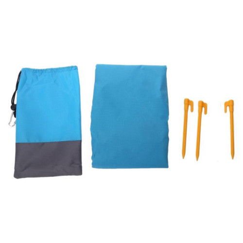 戶外野營防水便捷可折疊雙拼色野餐墊防潮墊滌綸格子布口袋沙灘墊