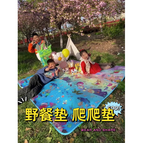 防水戶外防潮墊加大厚卡通野餐墊野外睡墊折疊郊遊春遊野營地墊無