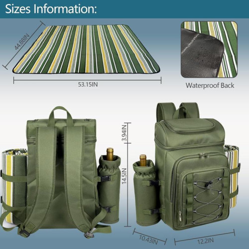 Picnic Basket Backpack for 4 Person with Blanket Insulated