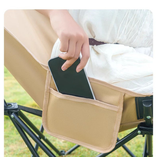 戶外月亮椅露營椅陽台躺椅家用休閒折疊椅帶腳托三擋可調節黑色