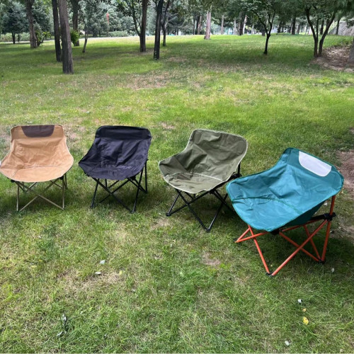 戶外用品折疊月亮椅可攜式高背野營休閒椅子旅行折疊