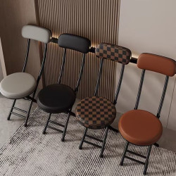 折疊椅子家用餐椅簡易椅休閒靠背椅宿捨凳子陽台靠椅可攜式成人圓凳